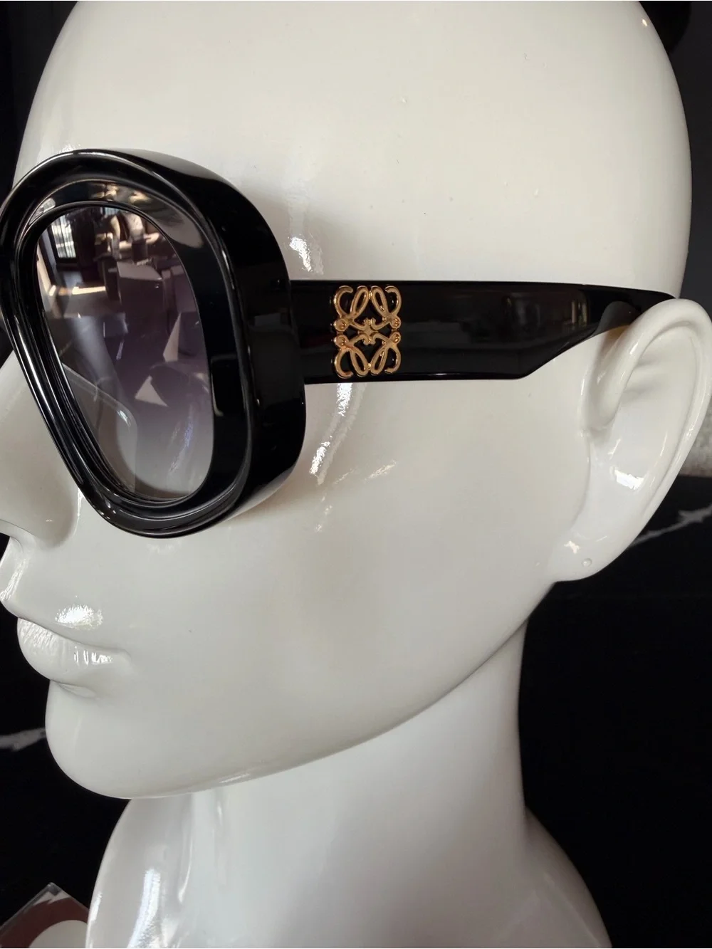 Loewe Black Oversized Sunglasses with Gradient Purple Lenses